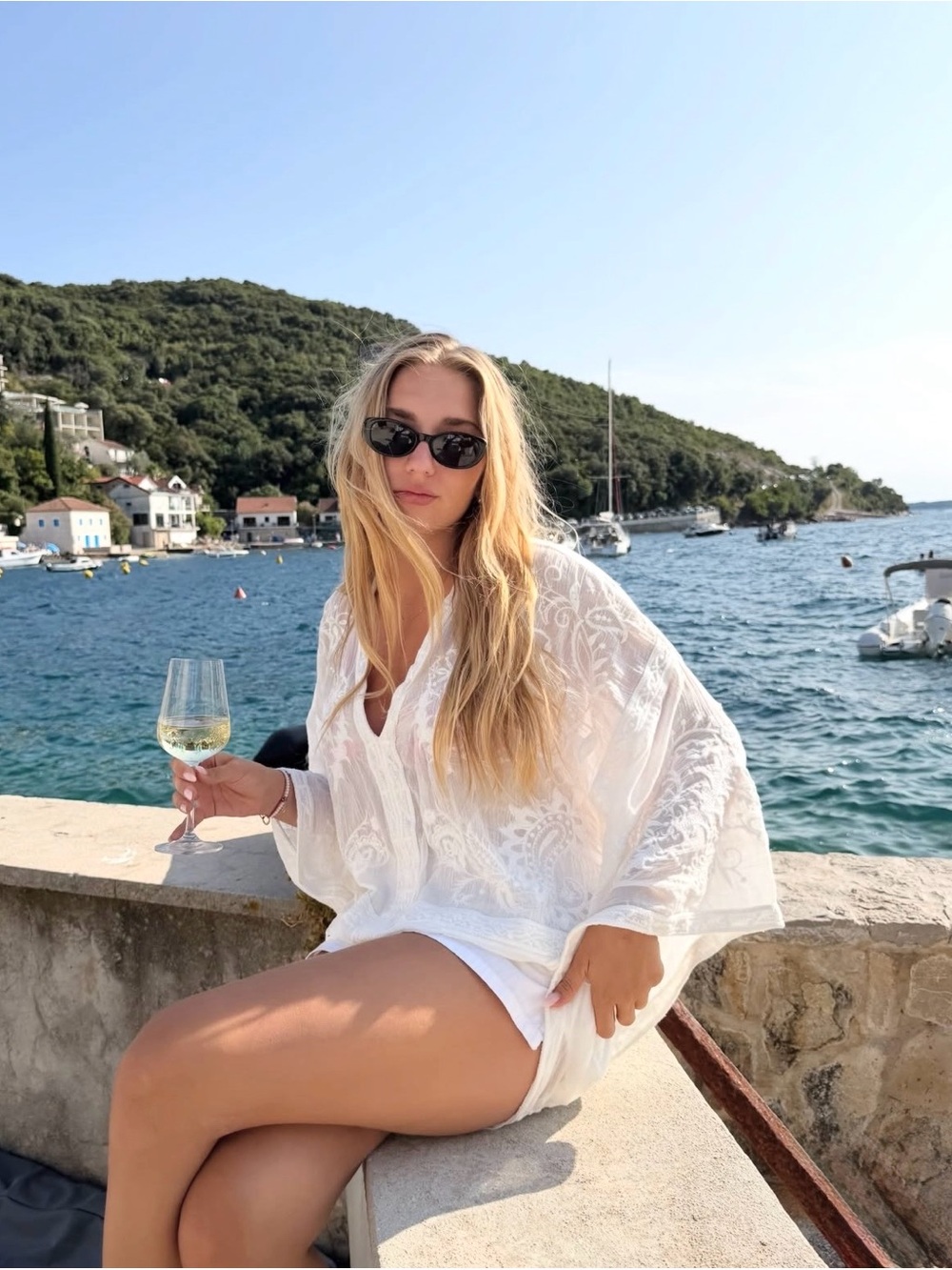 Zara ZW Collection White Embroidered Top/Shirt/Cover-up